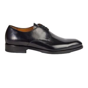 Paul Stuart Black Leather Hancock Plain Toe Blucher Oxford Dress Shoes Size 7